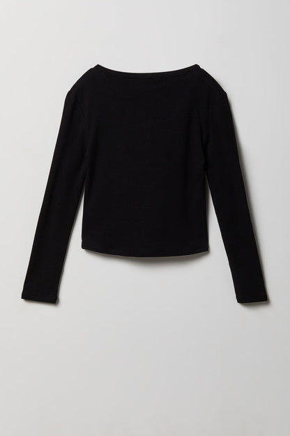 Girls Ribbed Long Sleeve Henley Top