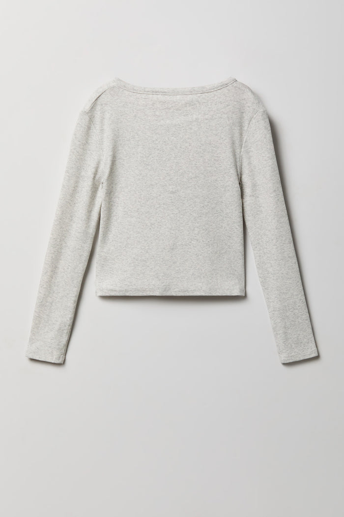 Girls Ribbed Long Sleeve Henley Top
