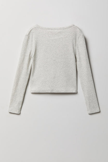 Girls Ribbed Long Sleeve Henley Top