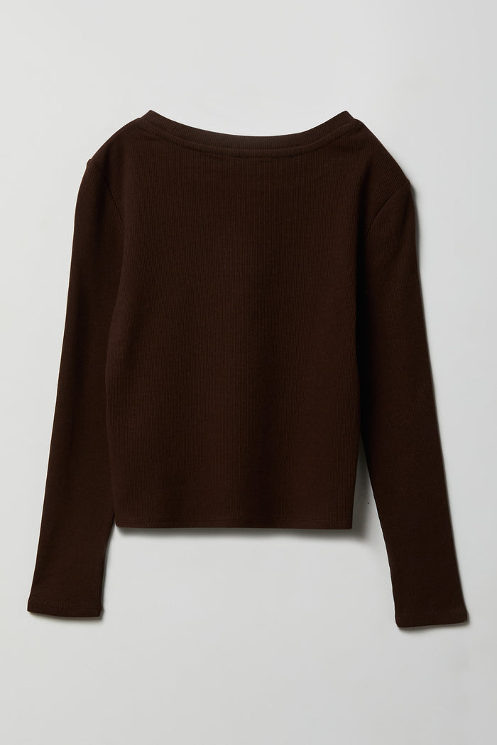 Girls Ribbed Long Sleeve Top