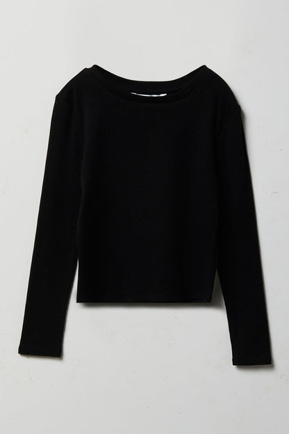 Girls Ribbed Long Sleeve Top