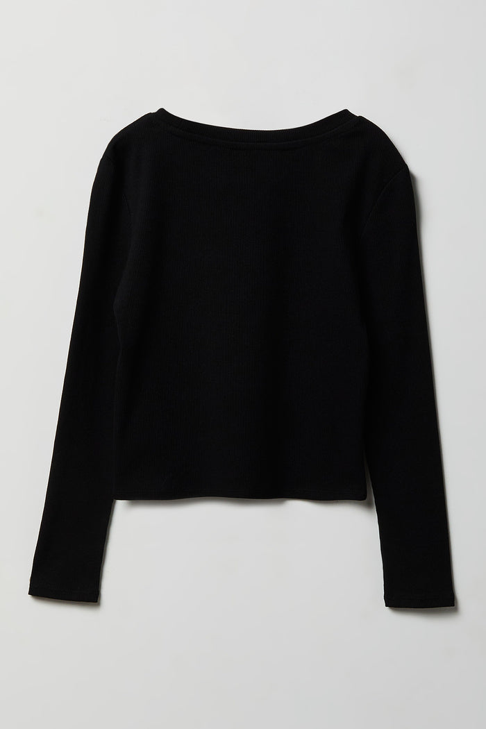 Girls Ribbed Long Sleeve Top