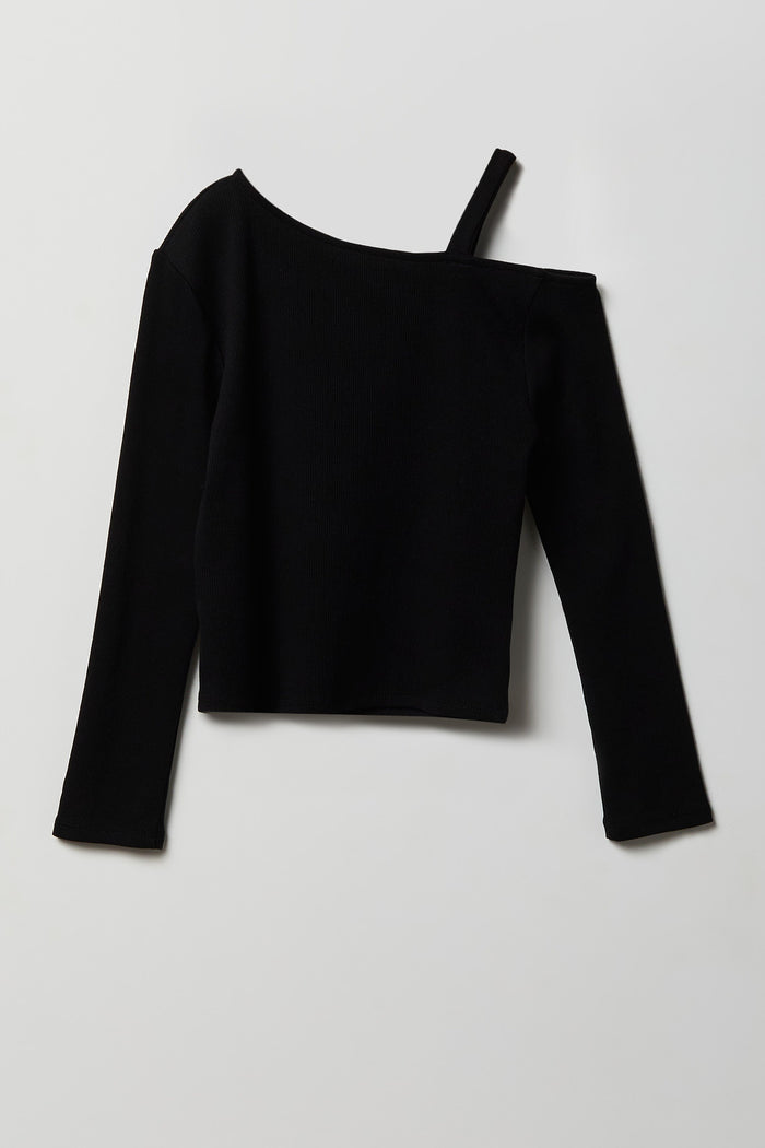 Girls Ribbed One Shoulder Top
