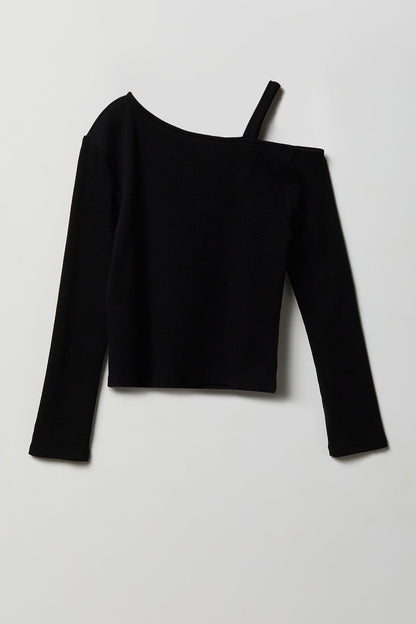 Girls Ribbed One Shoulder Top