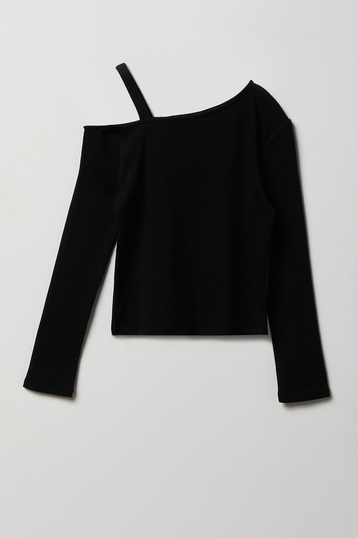 Girls Ribbed One Shoulder Top
