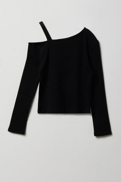 Girls Ribbed One Shoulder Top
