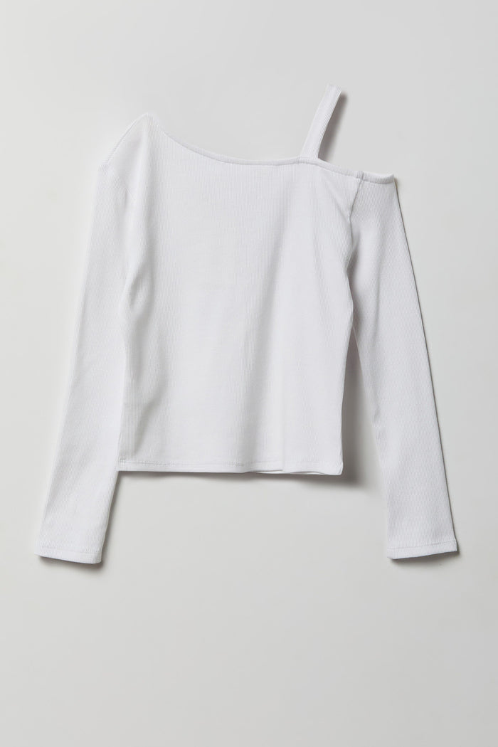 Girls Ribbed One Shoulder Top