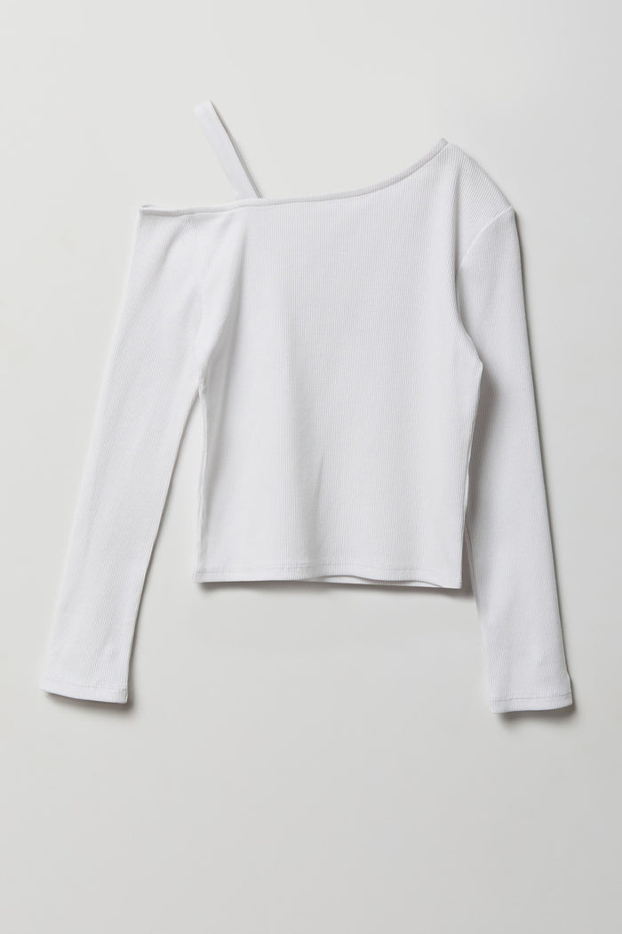 Girls Ribbed One Shoulder Top
