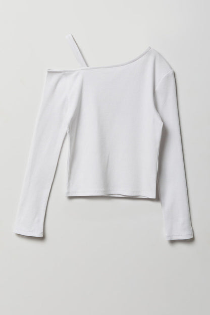 Girls Ribbed One Shoulder Top