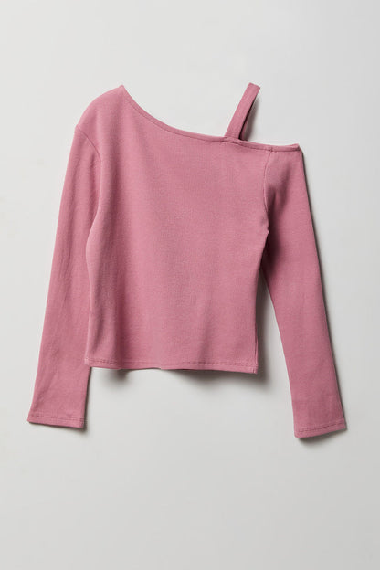 Girls Ribbed One Shoulder Top