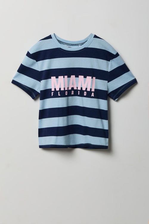 Girls Striped Graphic T-Shirt