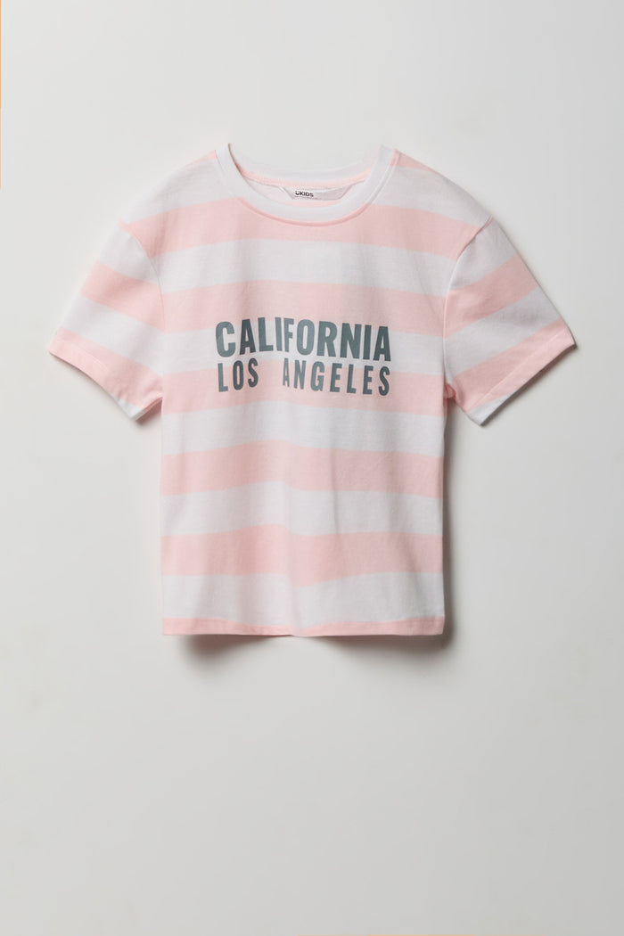 Girls Striped Graphic T-Shirt