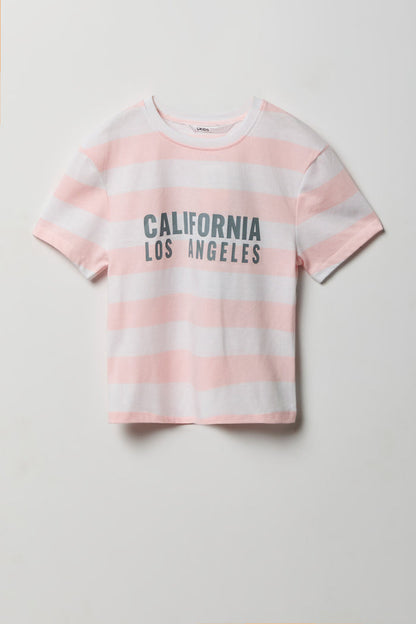 Girls Striped Graphic T-Shirt