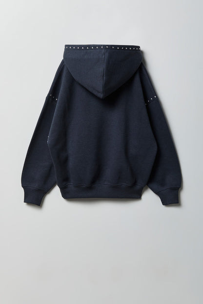 Girls Studded Boxy Fleece Hoodie
