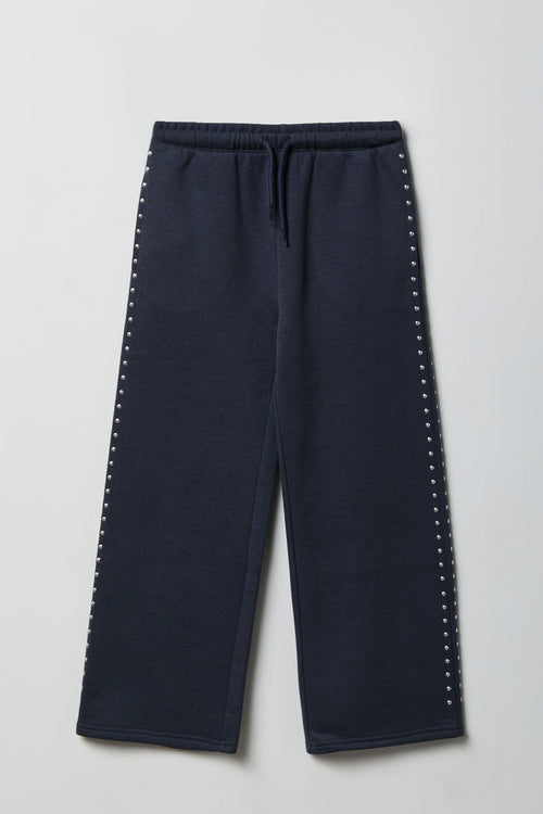 Girls Studded Wide Leg Fleece Sweapant