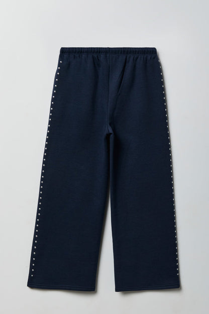 Girls Studded Wide Leg Fleece Sweapant