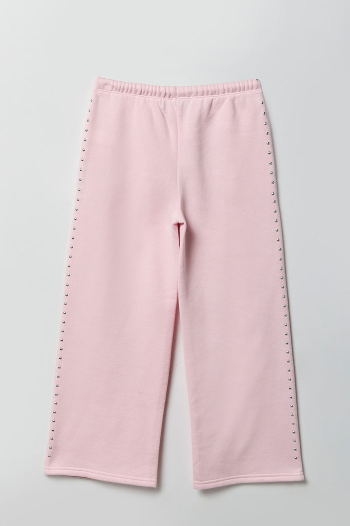 Girls Studded Wide Leg Fleece Sweapant