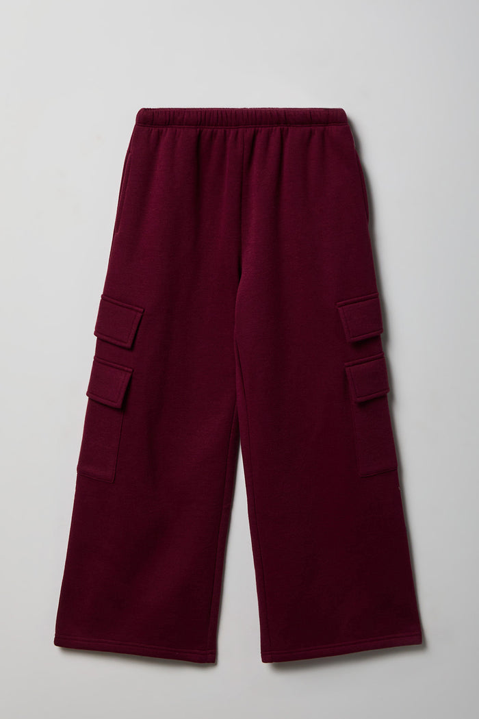 Girls Wide Leg Cargo Fleece Sweatpant