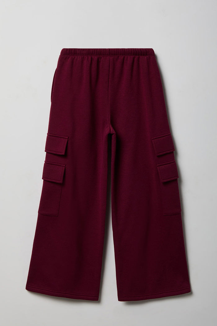 Girls Wide Leg Cargo Fleece Sweatpant