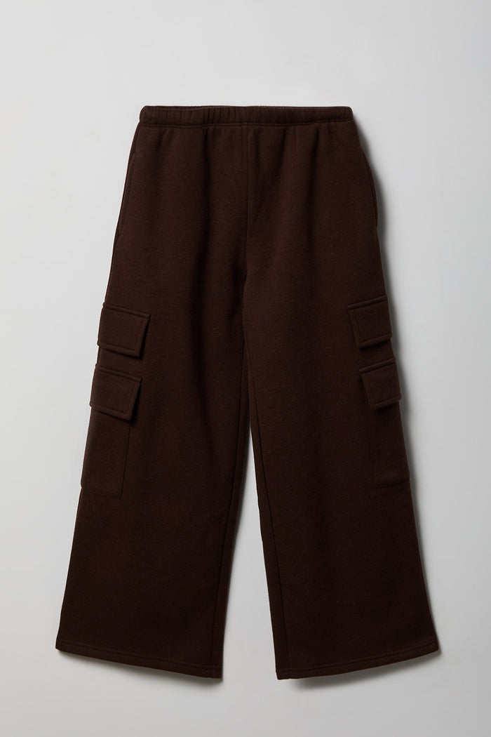 Girls Wide Leg Cargo Fleece Sweatpant