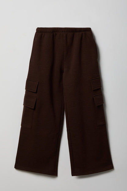 Girls Wide Leg Cargo Fleece Sweatpant