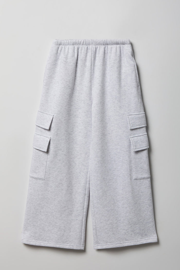 Girls Wide Leg Cargo Fleece Sweatpant