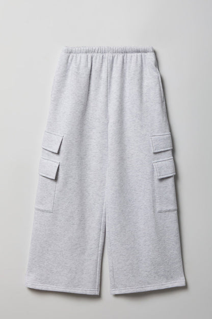 Girls Wide Leg Cargo Fleece Sweatpant