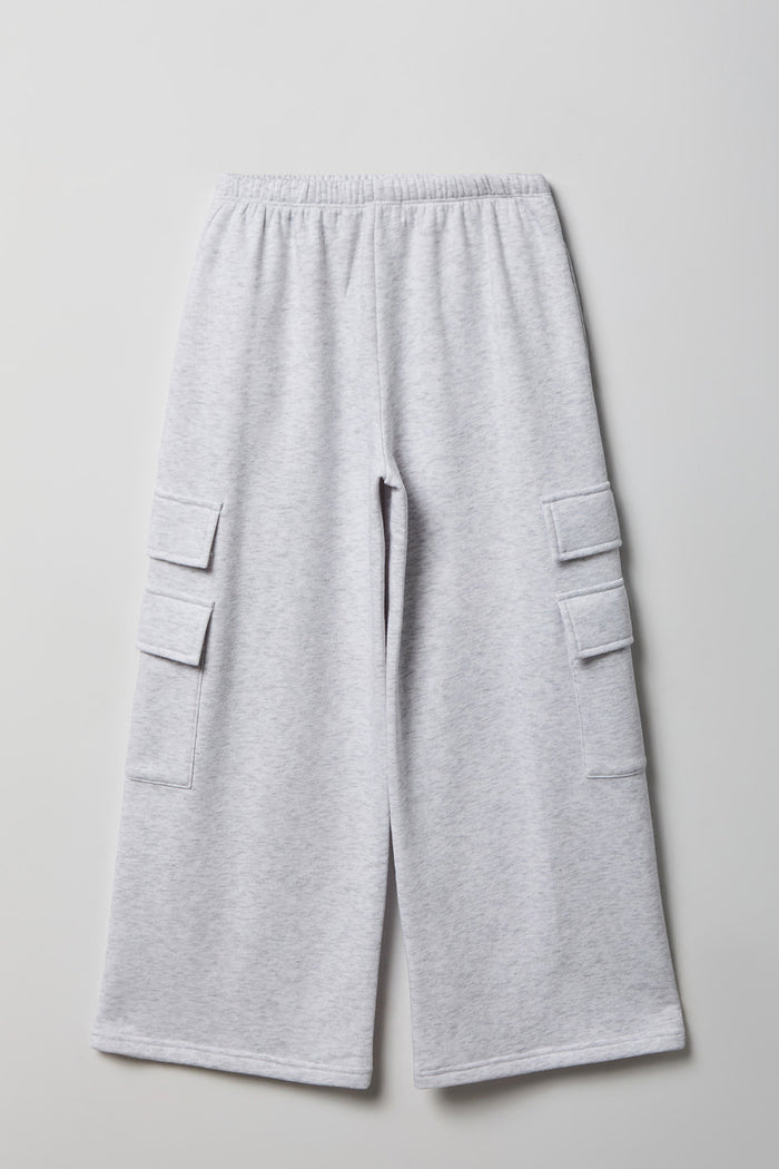 Girls Wide Leg Cargo Fleece Sweatpant