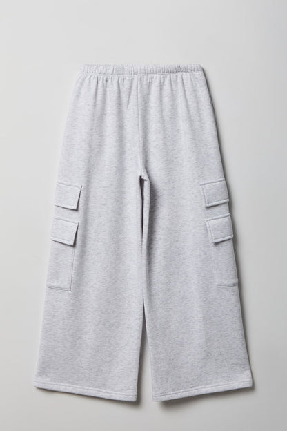 Girls Wide Leg Cargo Fleece Sweatpant