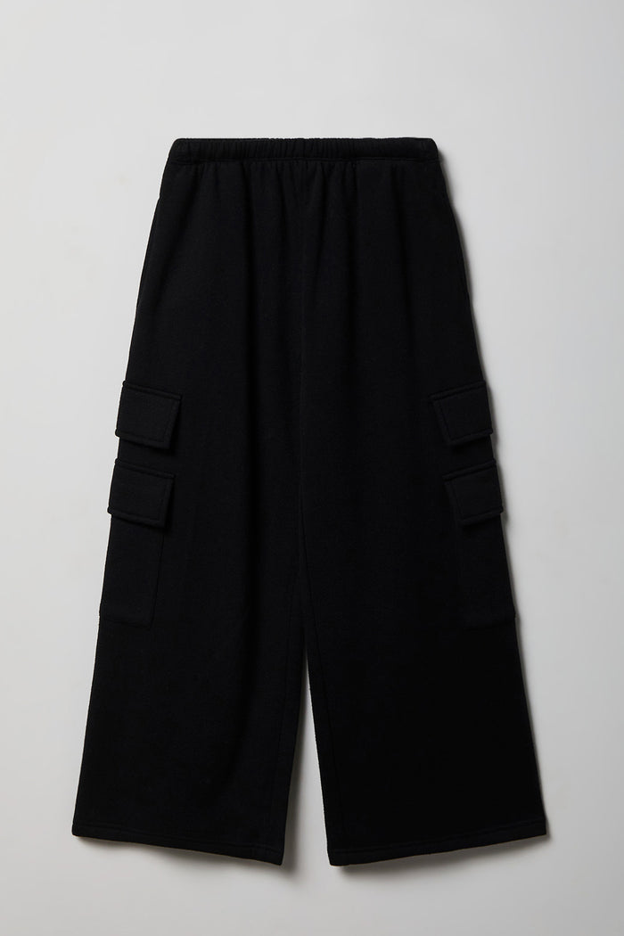 Girls Wide Leg Cargo Fleece Sweatpant