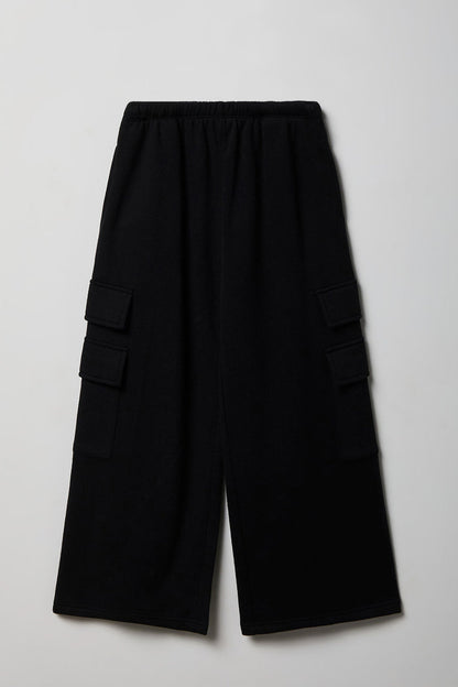 Girls Wide Leg Cargo Fleece Sweatpant