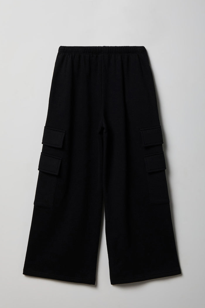 Girls Wide Leg Cargo Fleece Sweatpant