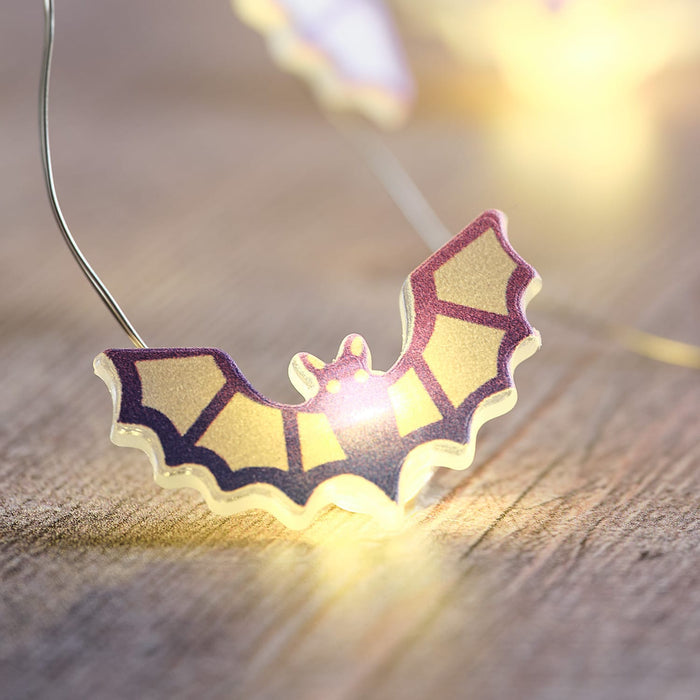 Glass Dome with Halloween Bat LED Micro Lights