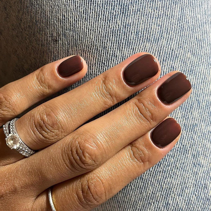 Glossy Dark Brown | Short Square | EASY PRESS™