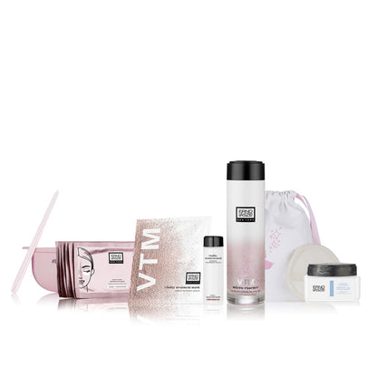 Erno Laszlo Glow Ritual Holiday Skincare Set includes Vitality Treatment Mask, VTM Micro-Essence, Multi-Task Serum Eye Masks, Hydra-Therapy Memory Gel Sleep Mask + Masking Accessories Kit