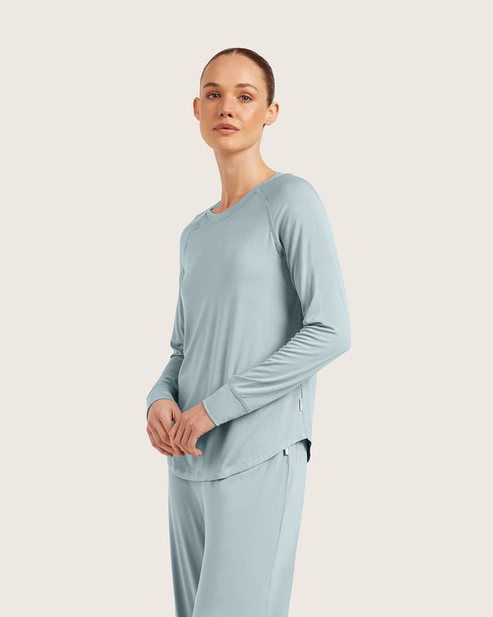 Goodnight Raglan Sleep Top - Mineral Blue