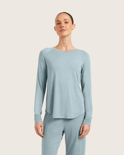 Goodnight Raglan Sleep Top - Mineral Blue
