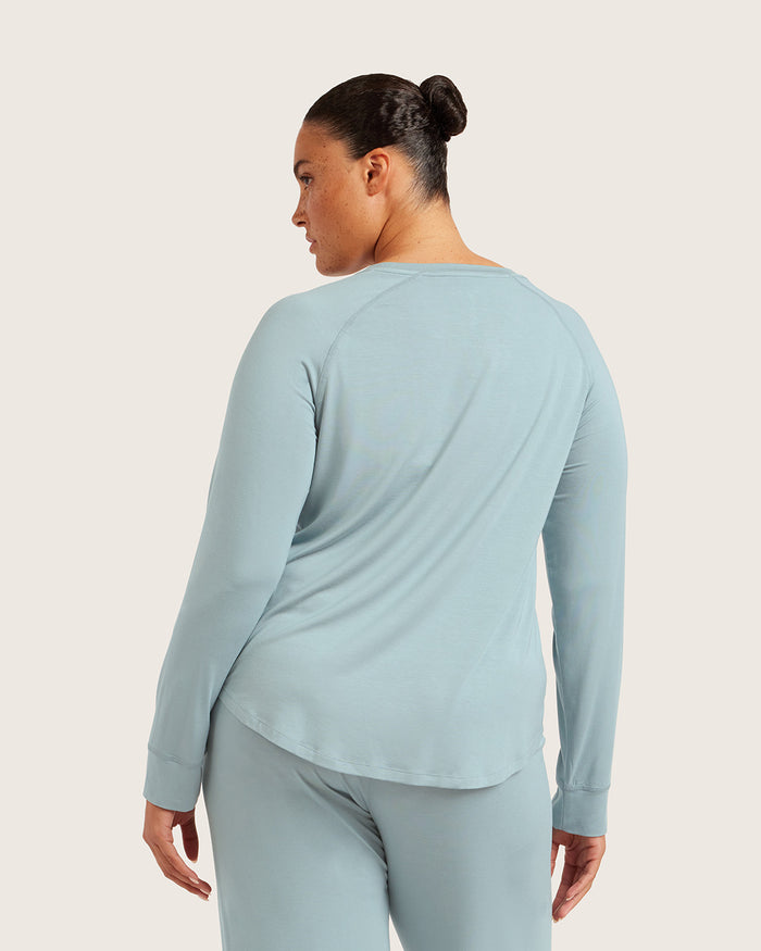 Goodnight Raglan Sleep Top - Mineral Blue