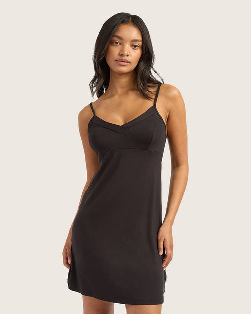 Goodnight Slip Sleep Dress - Black