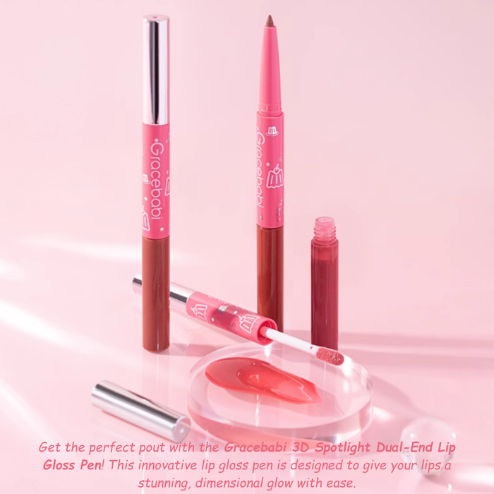 Gracebabi 3D Spotlight Dual-End Lip Gloss Pen 250mg+2.4g