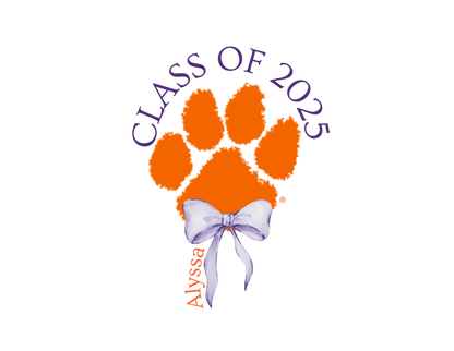 Graduation Clutch Bag - Clemson Paw Print - Class of 2025 - Personalizable - Whippie's