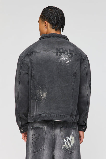 Graffiti Graphic Boxy Denim Jacket