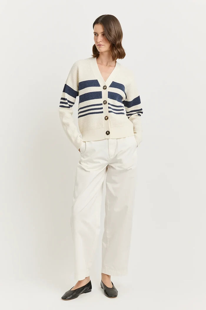 GRAIN STITCH V CARDIGAN in White by Toorallie