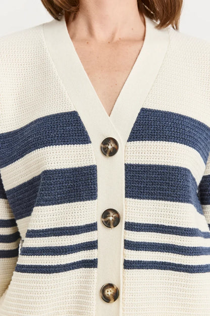 GRAIN STITCH V CARDIGAN in White by Toorallie