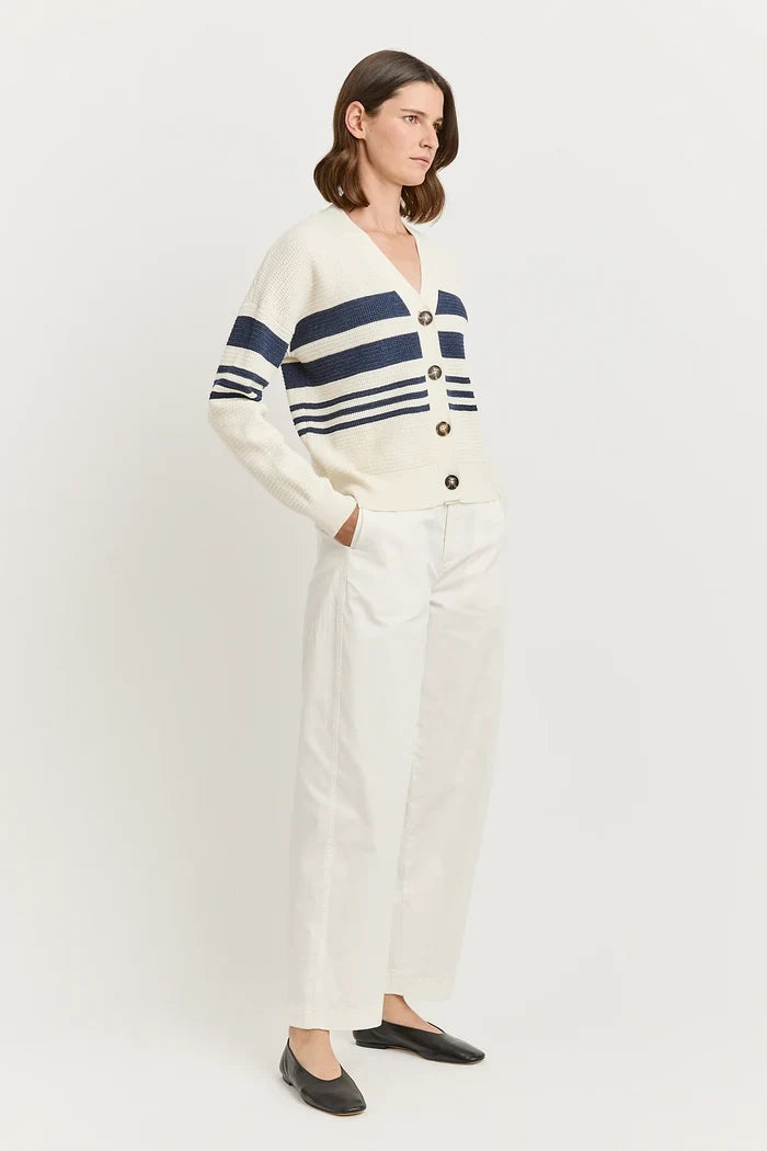 GRAIN STITCH V CARDIGAN in White by Toorallie