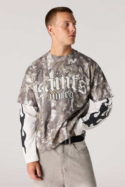 Graphic Layered Long Sleeve Top