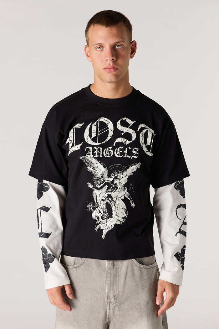 Graphic Layered Long Sleeve Top