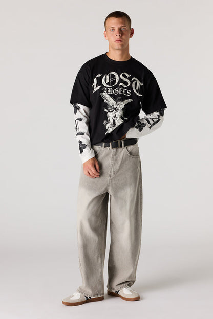 Graphic Layered Long Sleeve Top