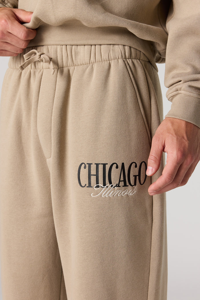 Graphic Leg Baggy Fleece Sweatpant