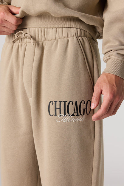 Graphic Leg Baggy Fleece Sweatpant